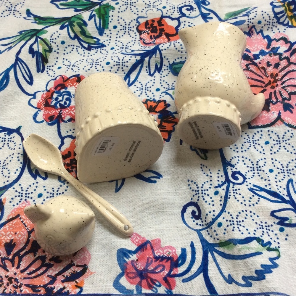 Anthropologie Speckled Wings Creamer and Sugar Pot - Picture 6 of 6